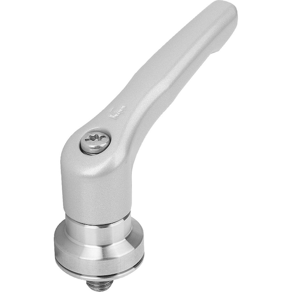 Adjustable Handle W Clamp Force Intensif Size:5 M12X50, Zinc Silver Met, Comp:Stainless Steel Bright